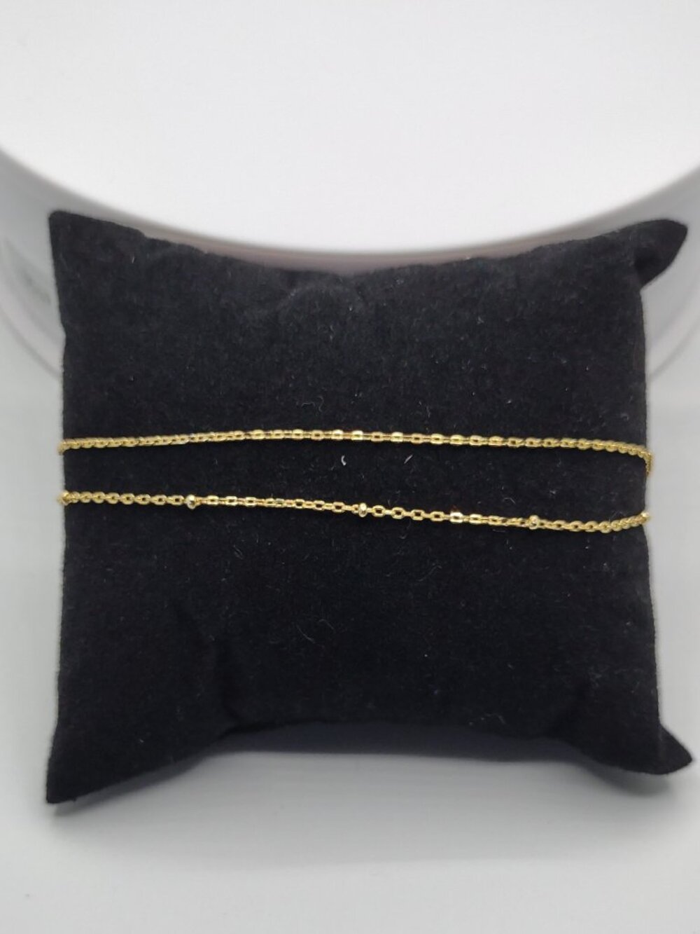 Ankle Bracelet Double Curb Link 7.5-9.5"L Sterl Silver 925 Yellow Gold Plated - Picture 2 of 9